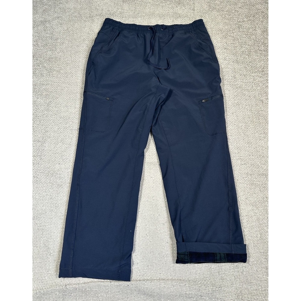 Eddie Bauer Pants Womens 10 32x27 Blue Fleece Lined Outdoors Straight Leg Hemmed